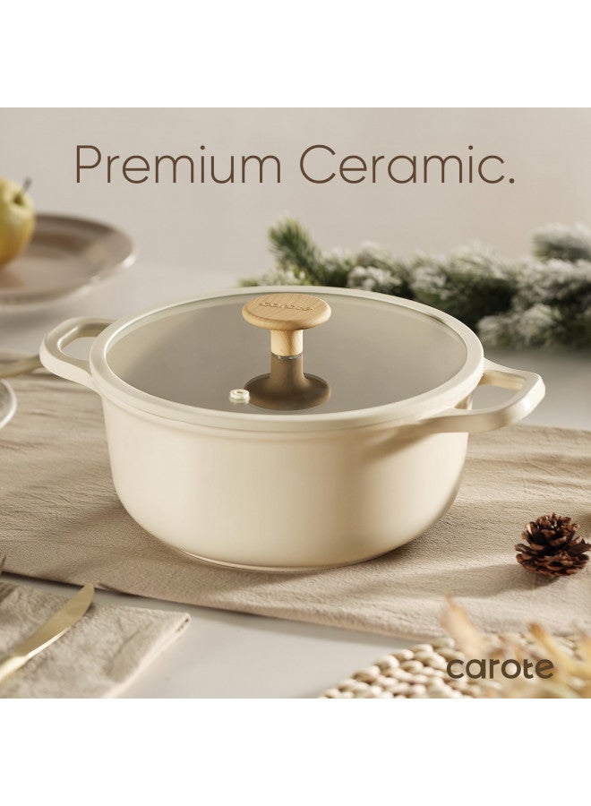 CAROTE Ceramic Pots and Pans Set, 14pcs Cookware Set, Non-toxic Healthy Non Stick Cooking Set, with Frying Pans Set - Image 3