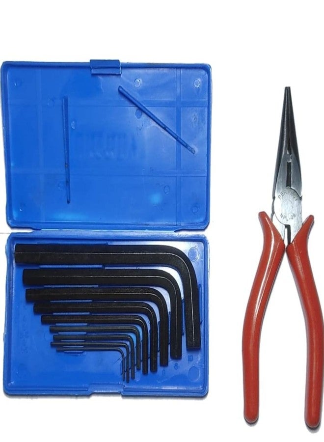 PERFECT TECH Combo 2 Pcs Nose Plier 6 Inch | 9 Pcs Allen Key Set | Combination Long Nose Cutting | Hex Allen Key Set | Tools Kit | Socket Wrench Allen Key | Industrial & Plumber Hand Tools - Image 5
