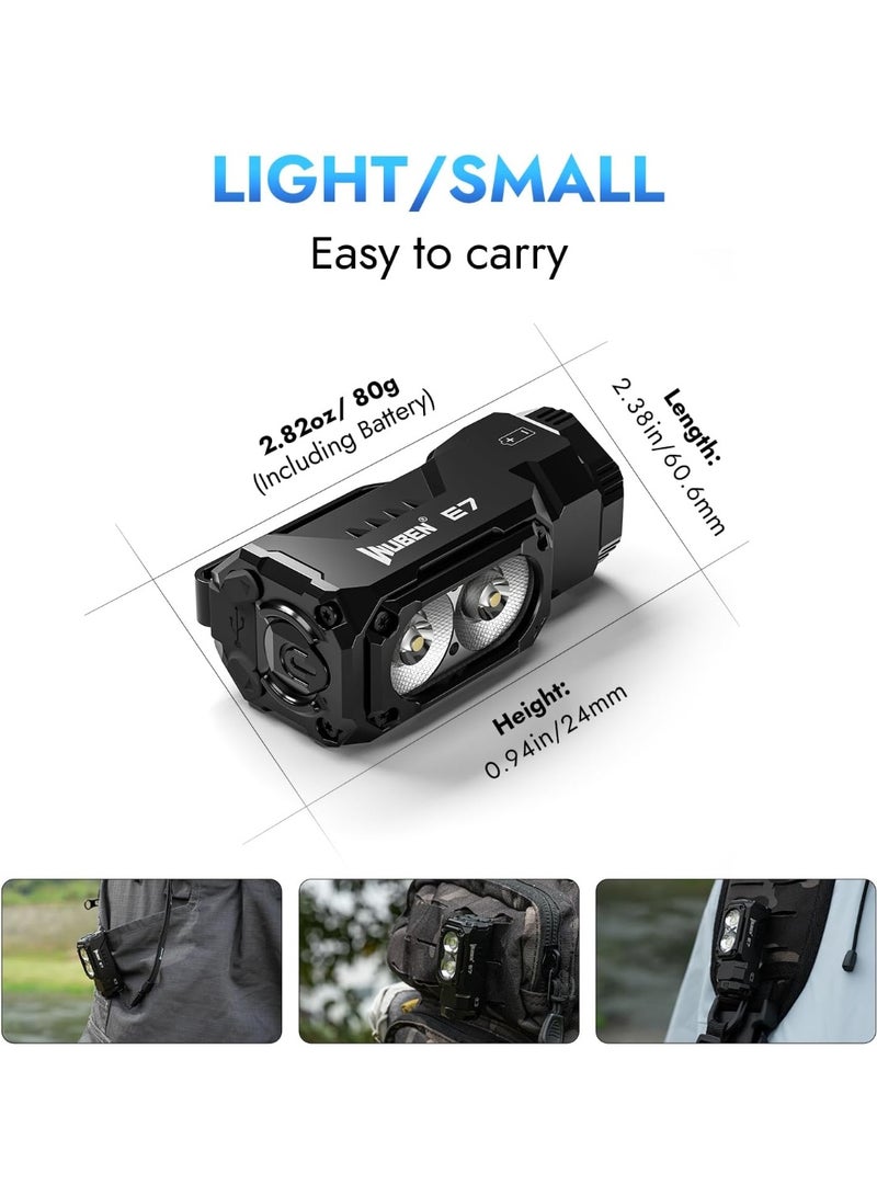 WUBEN E7 EDC Flashlight, 1800 Rechargeable Lumens Mini Flashlight, Super Bright Small Flashlight, 6 Modes IP68 Built-in Waterproof Handheld Flash Light for Emergencies Camping Hiking - Image 4