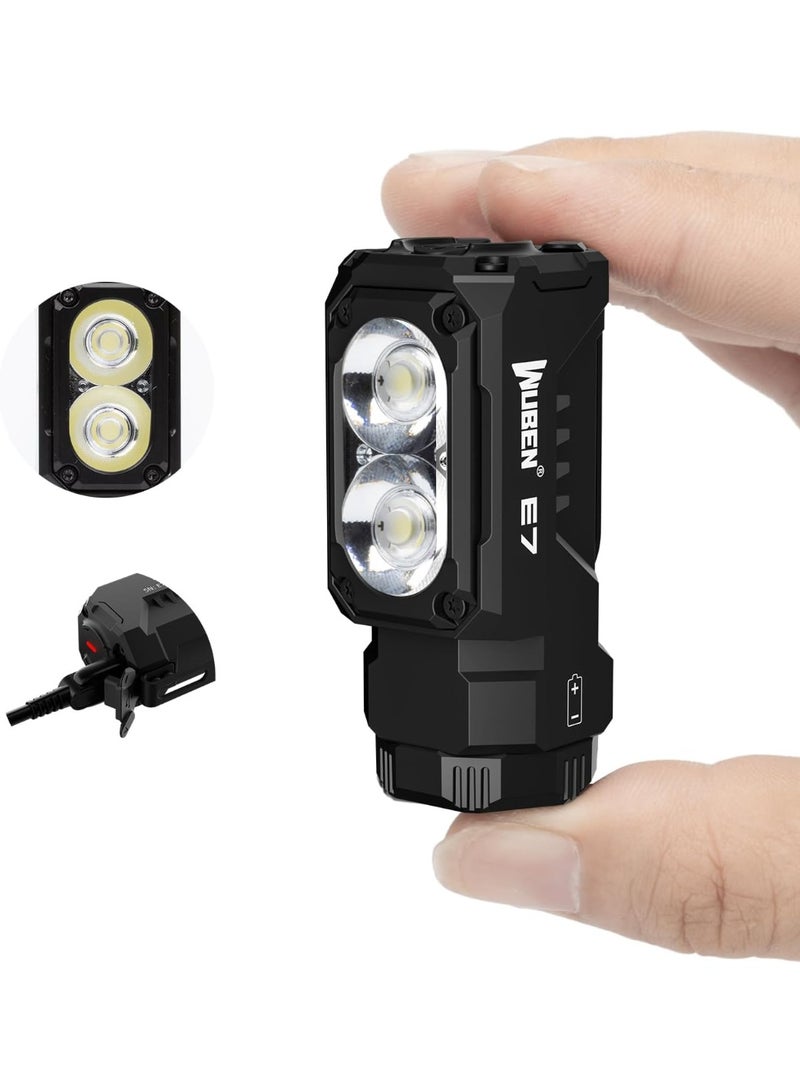 WUBEN E7 EDC Flashlight, 1800 Rechargeable Lumens Mini Flashlight, Super Bright Small Flashlight, 6 Modes IP68 Built-in Waterproof Handheld Flash Light for Emergencies Camping Hiking - Image 1