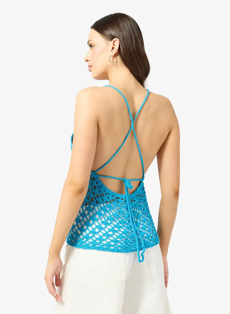 جينجر بلوزة كروشيه بياقة هالتر