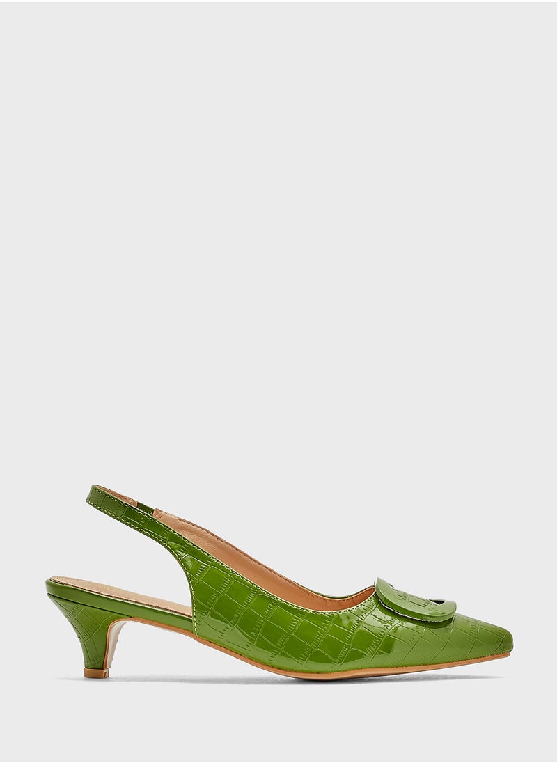 ELLA Trim Detail Croc Sling Back Pump  - Image 1