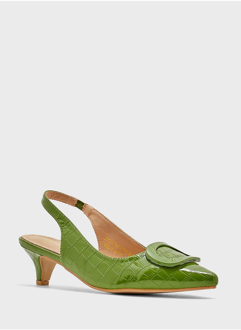 ELLA Trim Detail Croc Sling Back Pump  - Image 2