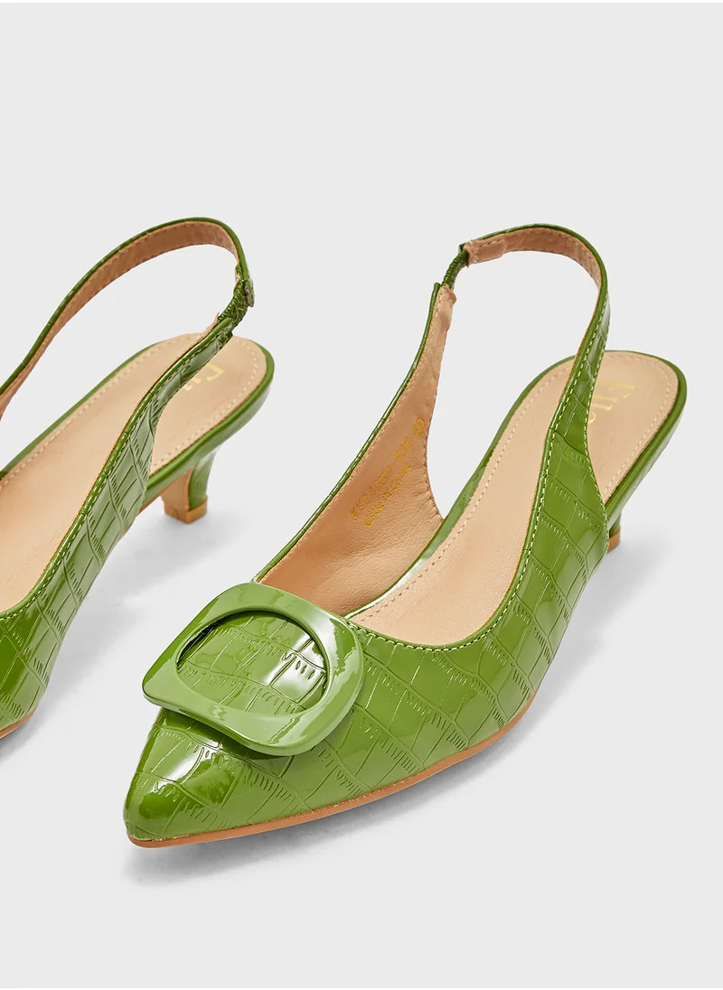 ELLA Trim Detail Croc Sling Back Pump