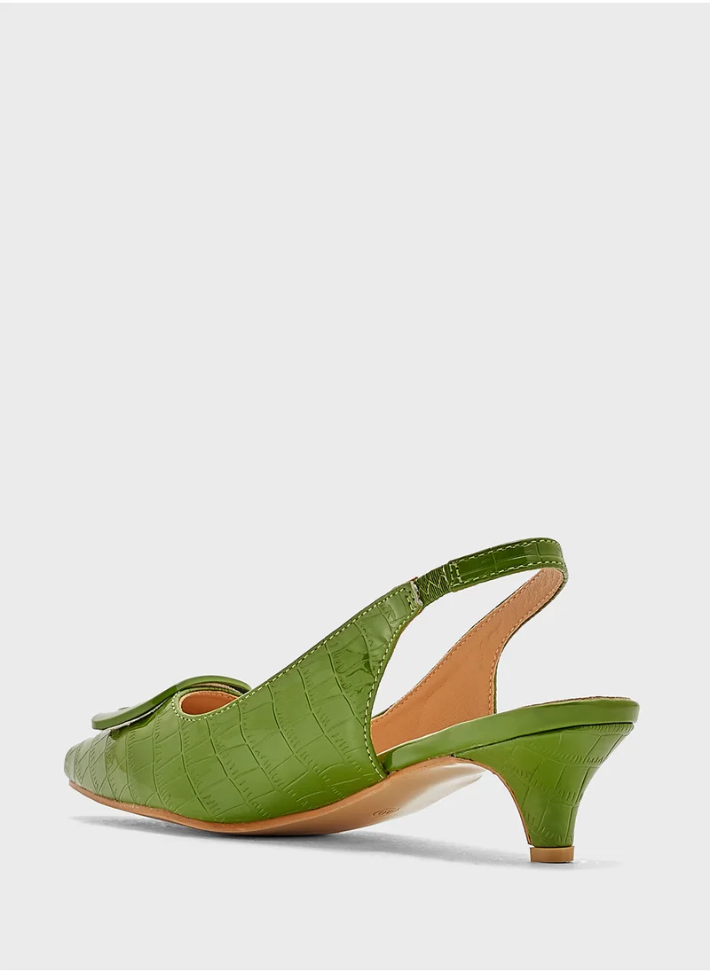 ELLA Trim Detail Croc Sling Back Pump