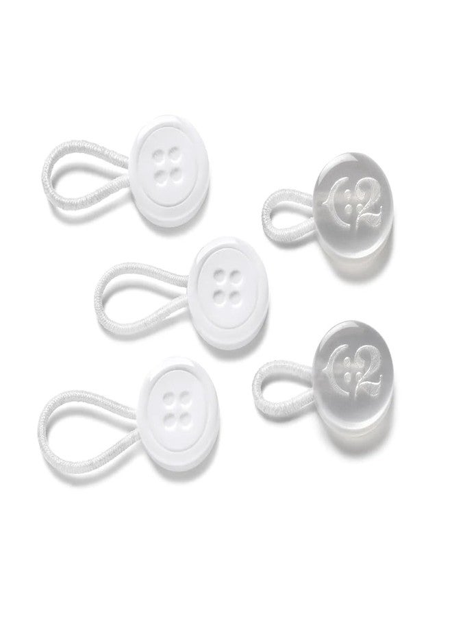 C2 Soft Elastic Shirt Collar Extenders for Mens Shirts - 5 Pack Neck Extender for Dress Shirts - Non-Metal Button Expanders for Dress Shirts - Neck Relief Tight Collars - White and Clear - Image 1