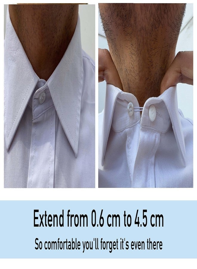 C2 Soft Elastic Shirt Collar Extenders for Mens Shirts - 5 Pack Neck Extender for Dress Shirts - Non-Metal Button Expanders for Dress Shirts - Neck Relief Tight Collars - White and Clear - Image 3