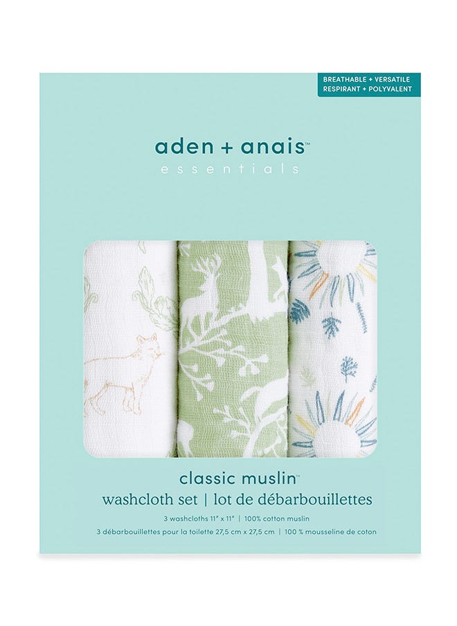 aden + anais Pack Of 3 Essentials Muslin Washcloth - Harmony  - Image 2
