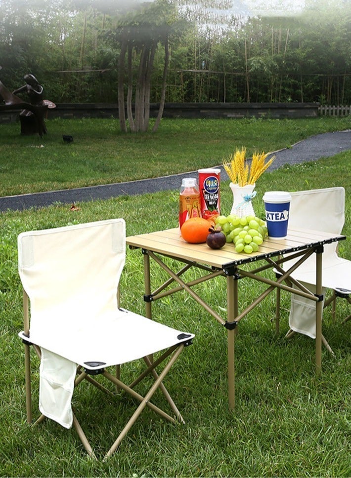 dida-cosmos Outdoor Camping Chair, Collapsible Chair with Side Pocket and Carry Bag, Folding Chair for Camping, Beach, Picnic, Sunbathing Chairs with Storage Bag (Beige) - Image 3