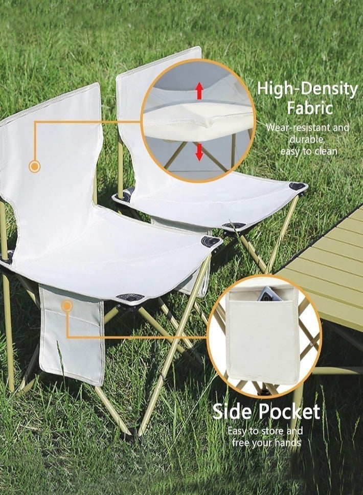 dida-cosmos Outdoor Camping Chair, Collapsible Chair with Side Pocket and Carry Bag, Folding Chair for Camping, Beach, Picnic, Sunbathing Chairs with Storage Bag (Beige) - Image 5