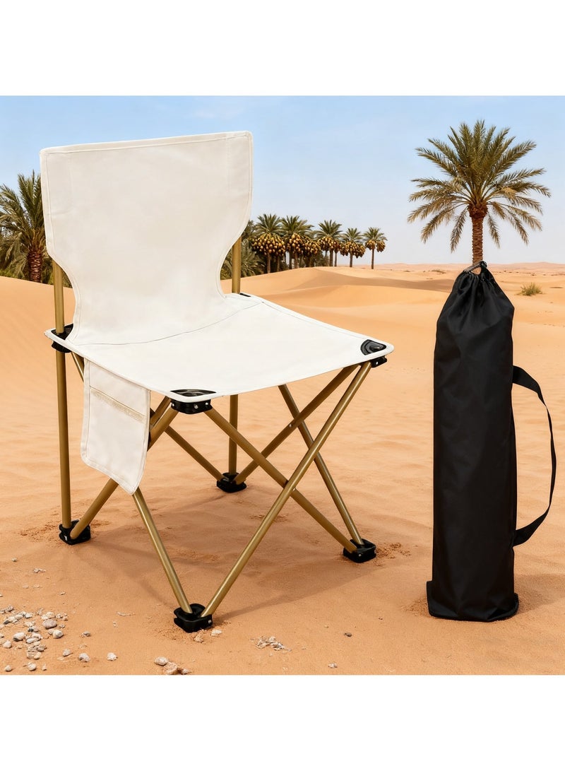 dida-cosmos Outdoor Camping Chair, Collapsible Chair with Side Pocket and Carry Bag, Folding Chair for Camping, Beach, Picnic, Sunbathing Chairs with Storage Bag (Beige) - Image 4