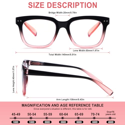 CHOFILORD Progressive Multifocus Reading Glasses for Women Men Blue Light Blocking Spring Hinge Square Computer Readers 4 Pack Mixed B 15 Diopters - Image 3