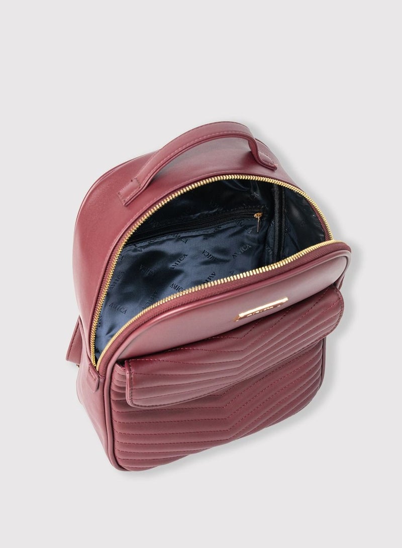 AMICA Luz Quilted Fashion Backpack Bag for Women-Plum Red - Image 3