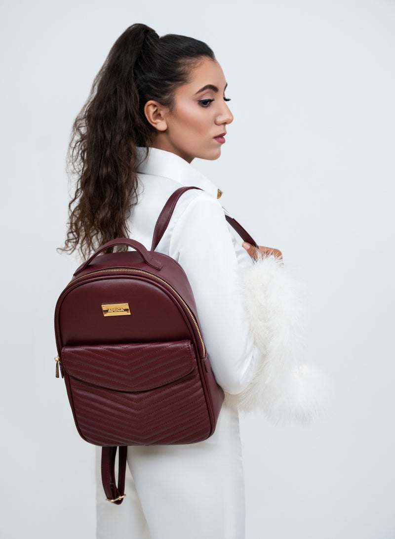 AMICA Luz Quilted Fashion Backpack Bag for Women-Plum Red - Image 5