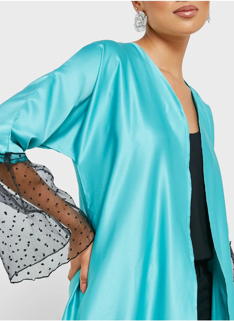 Khizana Mesh Detail Abaya With Sheila
