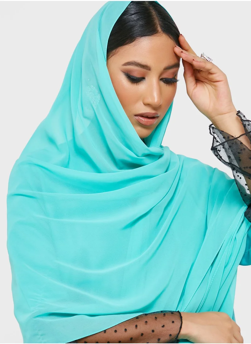 Khizana Mesh Detail Abaya With Sheila