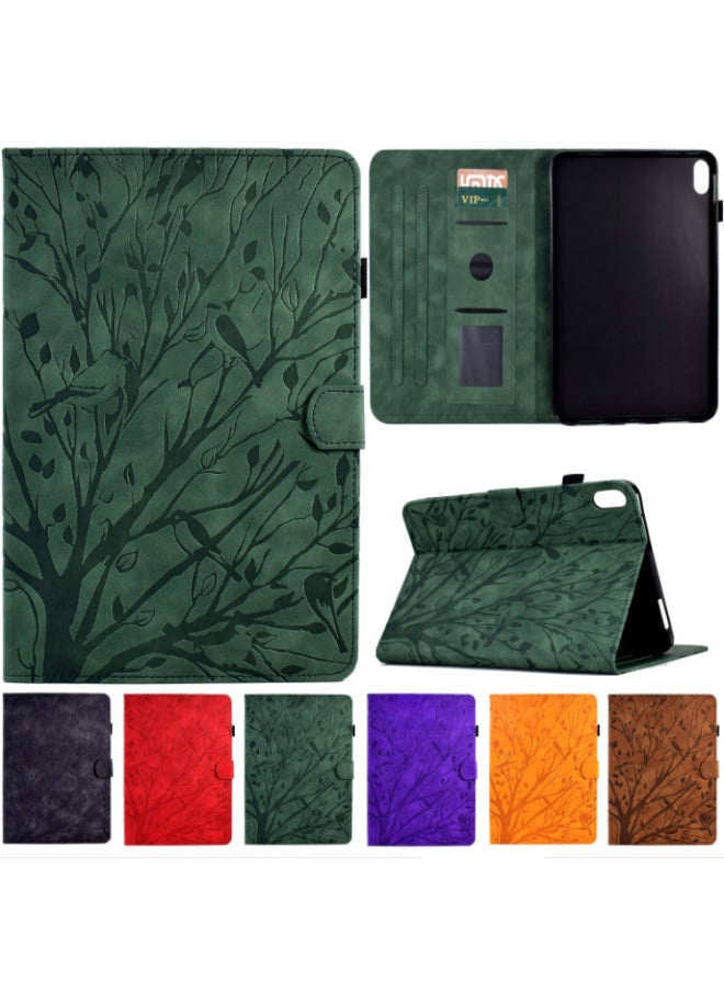 Suitable For Ipad 10.9 Leather Case Mini6 Rich Tree Embosed Pattern Card Bracket Protective Case Small Pad-Color:Black-Applicable Model:IPAD MINI12345