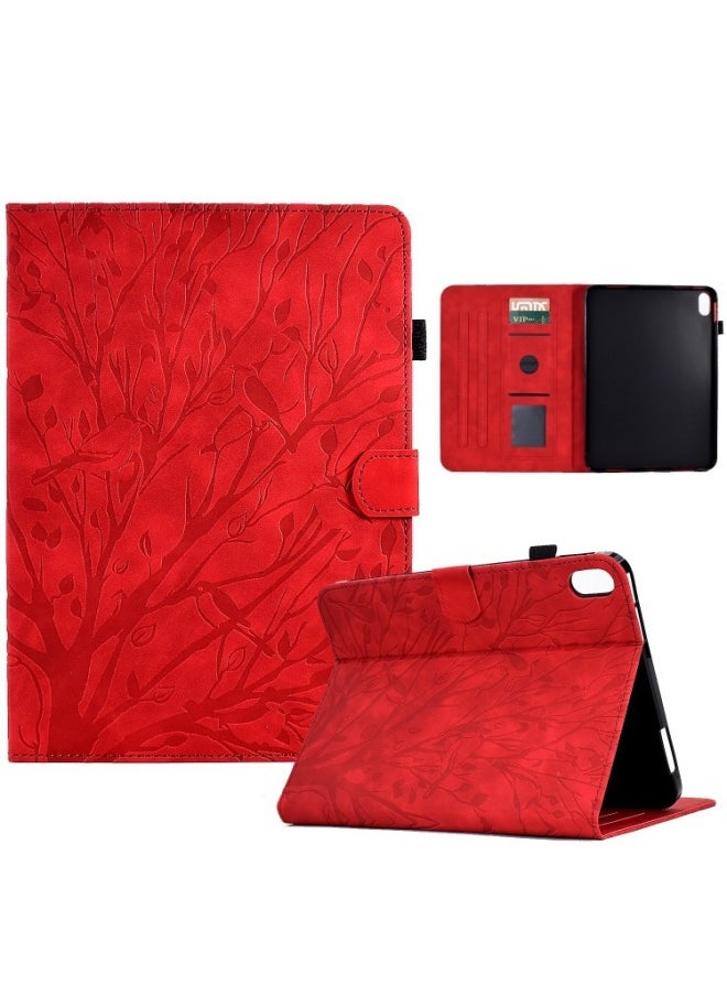 Suitable For Ipad 10.9 Leather Case Mini6 Rich Tree Embosed Pattern Card Bracket Protective Case Small Pad-Color:Black-Applicable Model:IPAD MINI12345