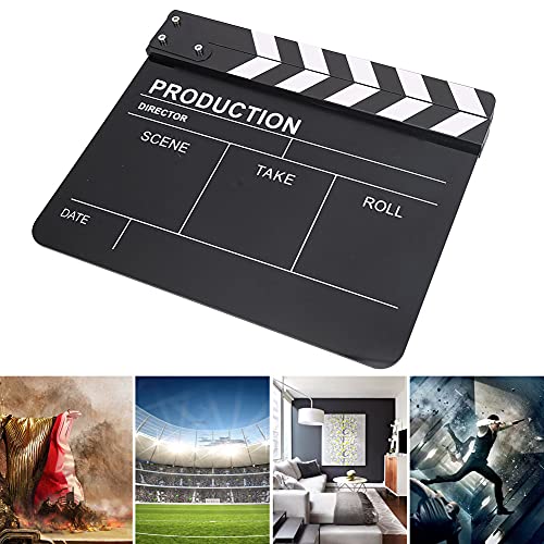 Acouto Director Clip Board Acrylic Director Scene Clapperboard TV Movie Action Board Film Cut Prop with Pen Directors Clapperboard 11.8 x 9.8 x 0.7inch (Black) - Image 3