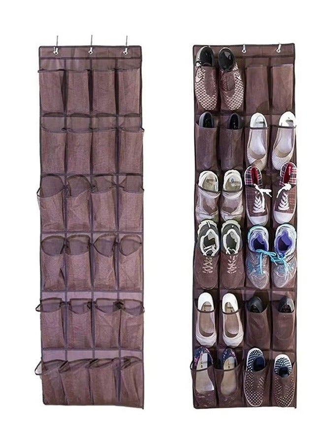 24 Grid Shoe Bag Door Hanging Bag Brown  - Image 1