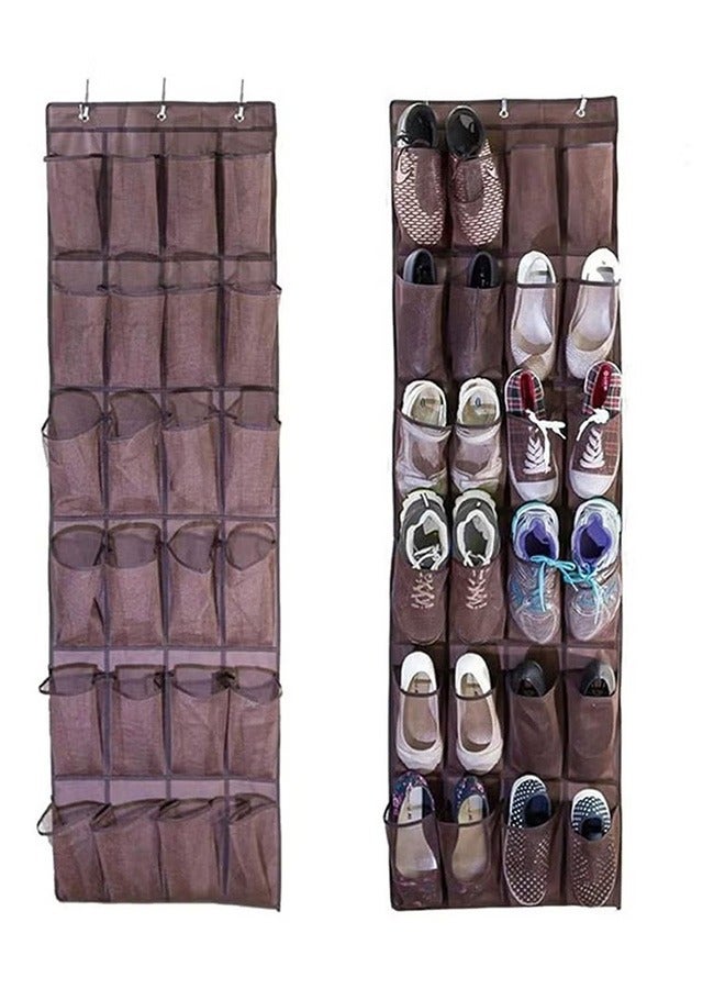 24 Grid Shoe Bag Door Hanging Bag Brown  - Image 3