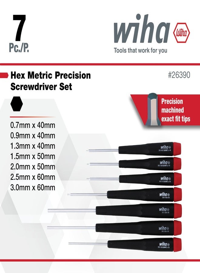 Wiha 26390 Screwdriver Set, Hex Metric With Precision Handle, 7-3.0mm, 7 Piece - Image 3