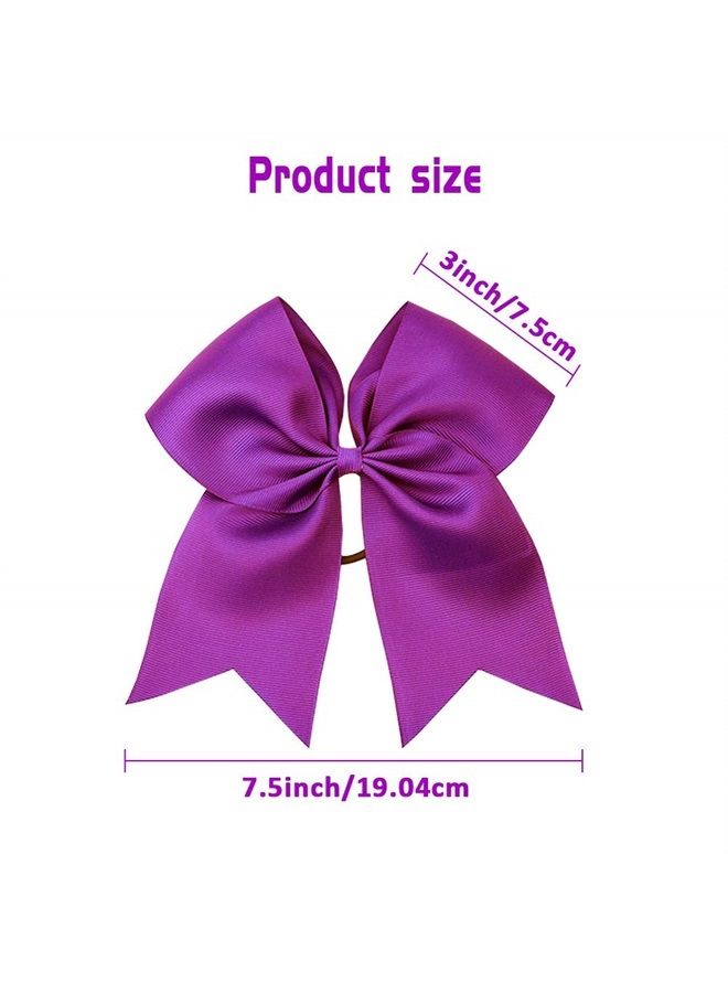 CN Girls Cheer Bow with Ponytail Holder for Cheerleading Girl, 7inch, 10pcs Purple Large Hair Bow - Image 5