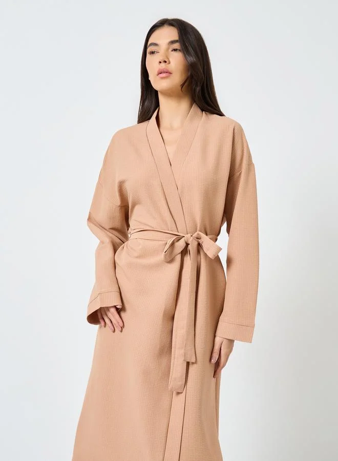 Take Two Take Two Textured Solid Robe with Tie Belt