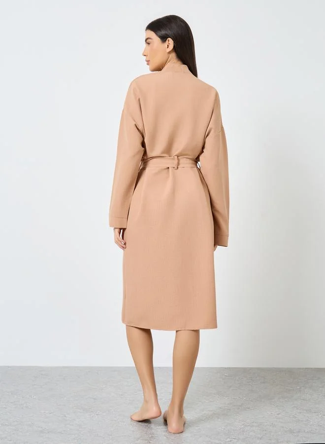 Take Two Take Two Textured Solid Robe with Tie Belt