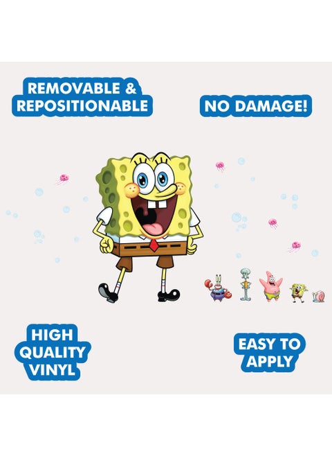 Wall Palz Spongebob Squarepants Wall Decal - 20"" Spongebob Stickers with 3D Augmented Reality Interaction - Spongebob Bedroom Decor