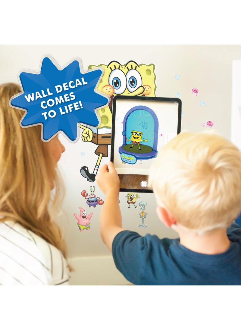 Wall Palz Spongebob Squarepants Wall Decal - 20"" Spongebob Stickers with 3D Augmented Reality Interaction - Spongebob Bedroom Decor
