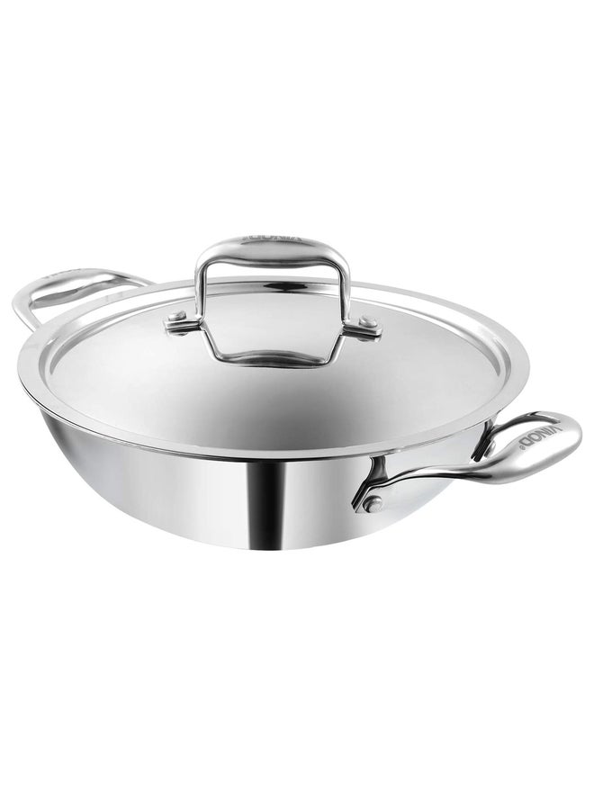 VINOD مقلاة فينود بلاتينيوم ثلاثية الفولاذ المقاوم للصدأ مع غطاء، 24 سم - Image 1
