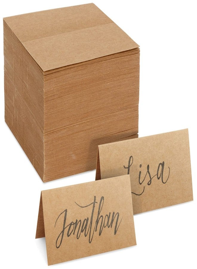 Juvale 200 Pack Kraft Paper Place Cards for Table Setting - Blank Name Cards for Wedding Reception, Baby Shower, Table Numbers (3.5 x 2 In, Brown) - Placecards - Image 1