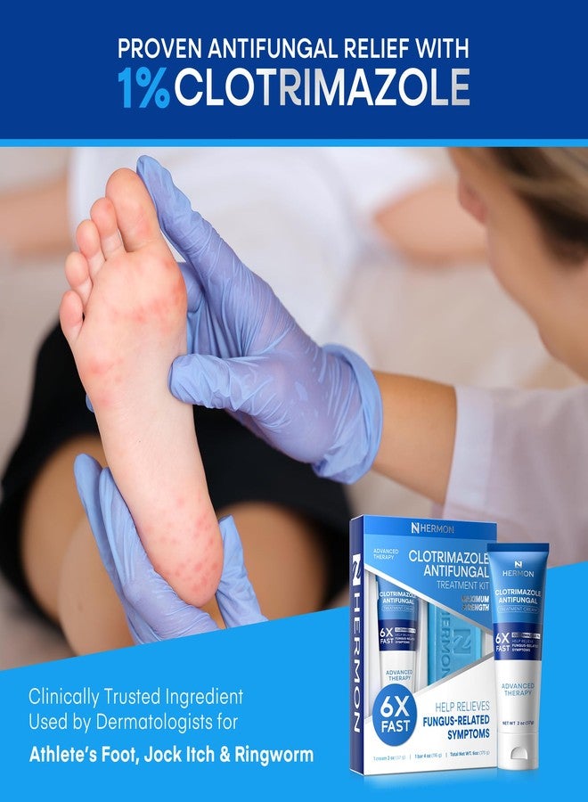 Hermon Clotrimazole Antifungal Treatment Cream & Soap Kit: Antifungal Cream for Athletes Foot, Jock Itch, Ringworm with Anti Fungal Soap - Relieves Itching Burning Cracking - 57g Tube / 113g Bar - Image 3