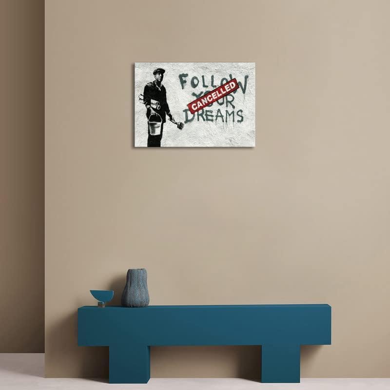 KAWAHONE Banksy Canvas Wall Art - Cancelled Follow Your Dreams - Image 5