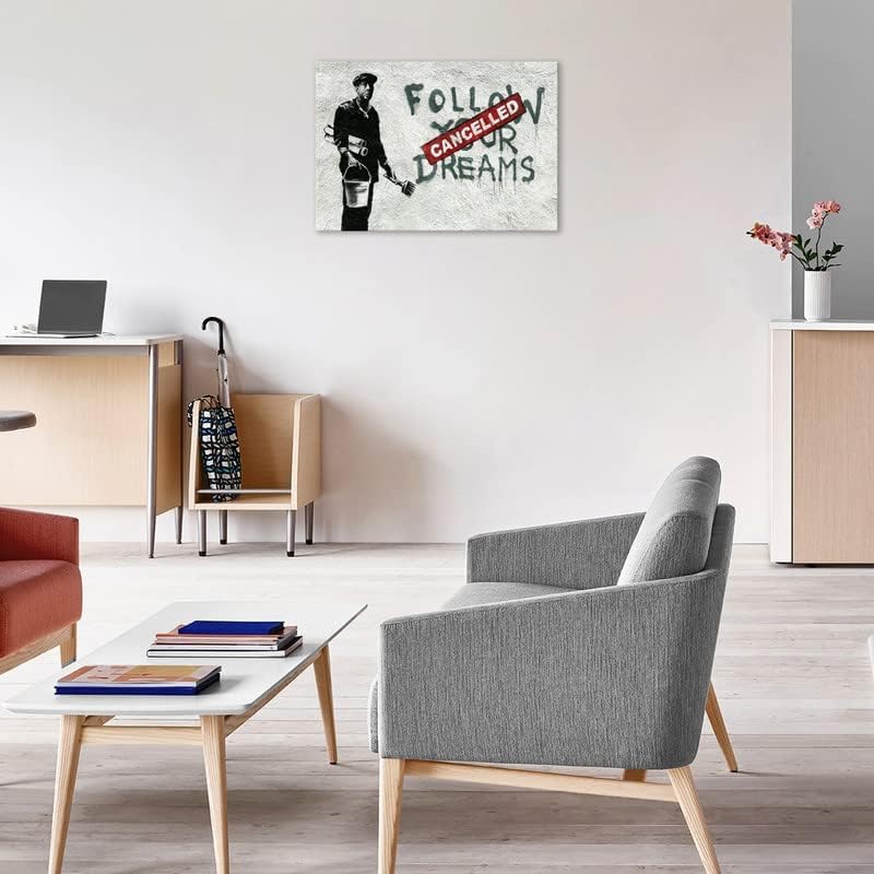 KAWAHONE Banksy Canvas Wall Art - Cancelled Follow Your Dreams - Image 3