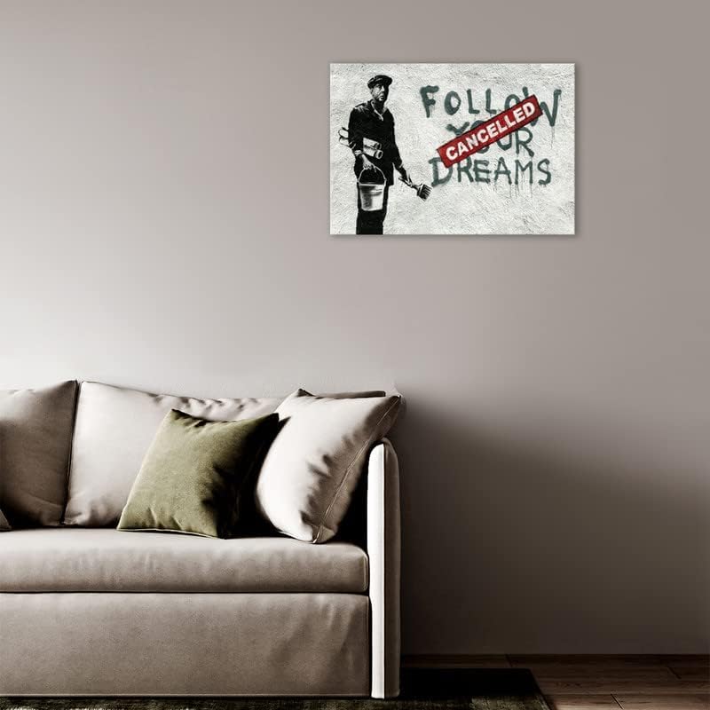 KAWAHONE Banksy Canvas Wall Art - Cancelled Follow Your Dreams - Image 4