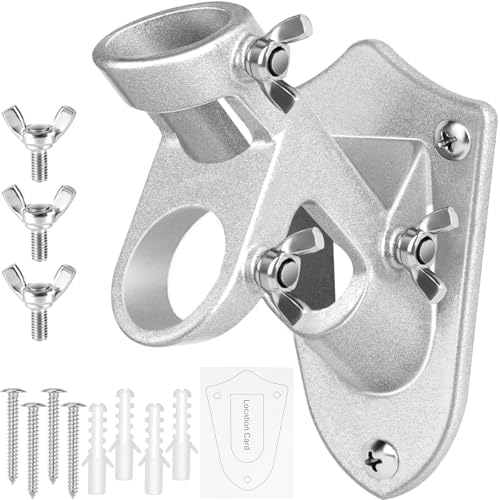 HPGOED Flag Pole Holder, Outside House Flag Pole Bracket, Heavy Duty Metal Flag Mount, Aluminum Alloy Mounting Brackets, Outdoor Flag Holder- Strong Rust Free, Dual Position 1 inch Silver - Image 1
