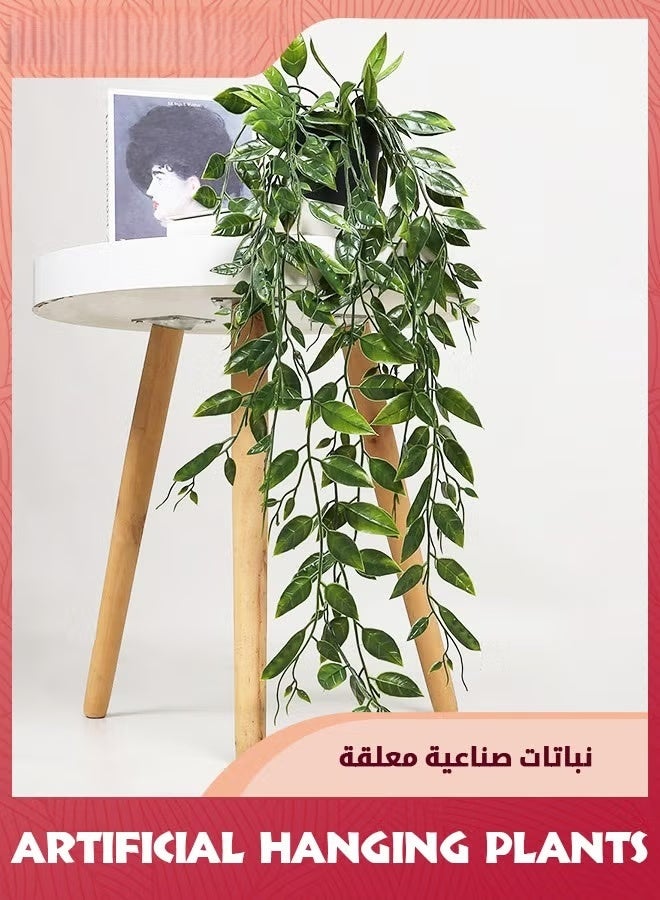 النباتات المعلقة الاصطناعية,3 حزمة النباتات المعلقة المزيفة مع الأواني,النباتات الخضراء المزيفة في وعاء كرم الأوكاليبتوس الزائف,كرم ماندالا في وعاء لغرفة المنزل في الهواء الطلق ديكور رف الجدار - Image 5