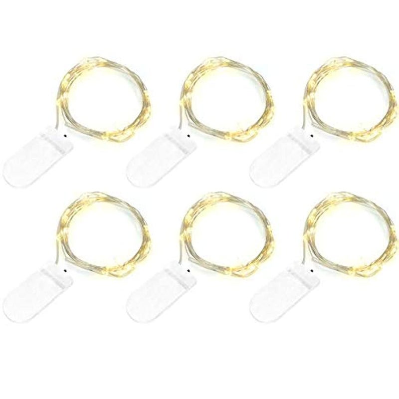 Fairy String Lights Starry Light Copper Wire Lighting Lamp 20 LED - Warm White, Pack of 6
