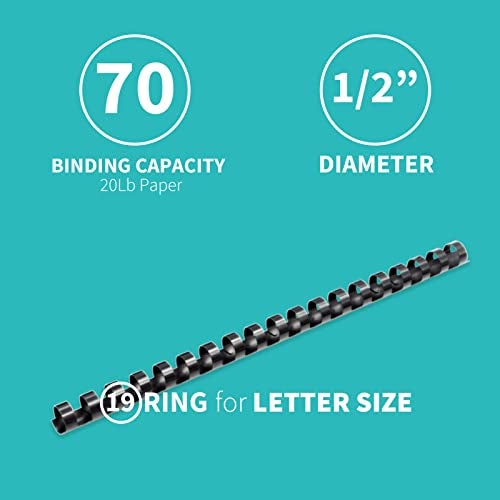 Binditek 74 Pack Binding Covers and Combs kit, Includes 25 Pcs 8Mil Clear PVC, 24 Pcs 1/2" Binding Combs, 25 Color Paper Covers, for 8.5 x 11 Inch - Image 3