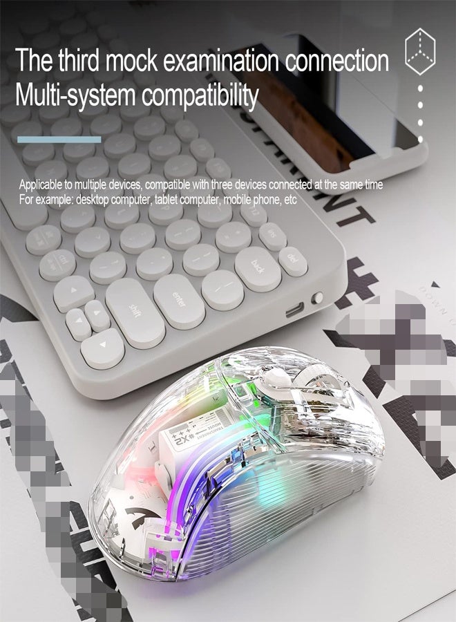 General Rechargeable 2.4G Bluetooth Computer Mouse Wireless Gaming Mouse RGB Color E-Sports Office Silent Mouse 3 Connection Types Suitable for Computer Tablet Mobile Phone  - Image 2