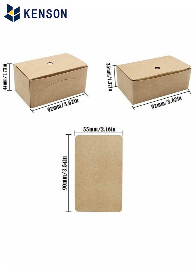 KENSON 200Pcs Blank Business Card, Kraft Paper Learning Card, Note Card, Thanksgiving Day Message Gift Card (White, Cowhide color) - Image 2