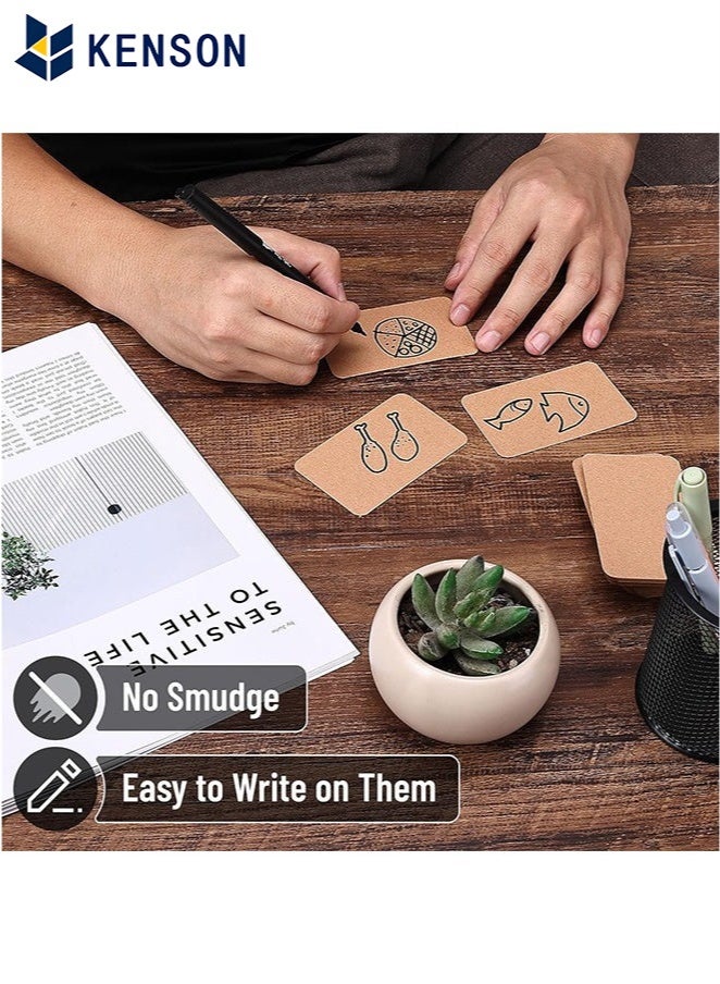 KENSON 200Pcs Blank Business Card, Kraft Paper Learning Card, Note Card, Thanksgiving Day Message Gift Card (White, Cowhide color) - Image 3