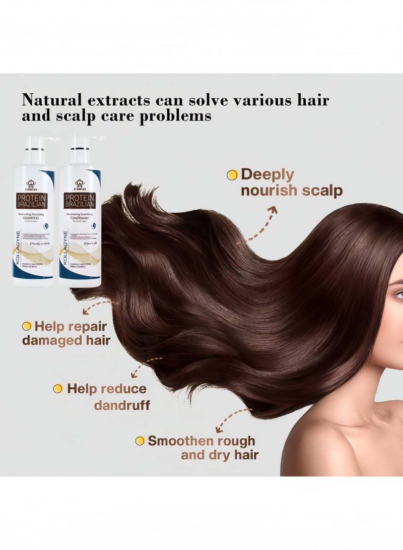STARPLEX Brazilian Protein & Keratin Hair Care Set 500ml+500ml - Deep Nourishing & Repair for Damaged Hair | Moisture Lock & Silky Shine | For All Hair Types - Image 2