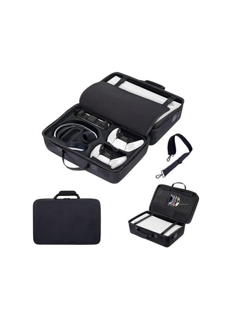PS5 Gaming Storage Bag For Portable Cross-Body Or For Hanging On A Suitcase Rugged, ,Waterproof, Large Capacity, Soft Compartment Suitable For PS5 Game Console To Carry On A Trip (Black)