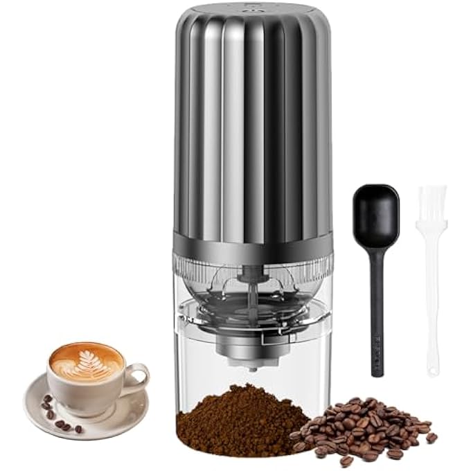 VAOdo Electric Coffee Grinder Mini Cordless Automatic Coffee Bean Grinder Ceramic Grinding Core With Coffee Scoop And Cleaning Brush With Multiple Grinding Settings For Beans Nuts Grains - Image 1