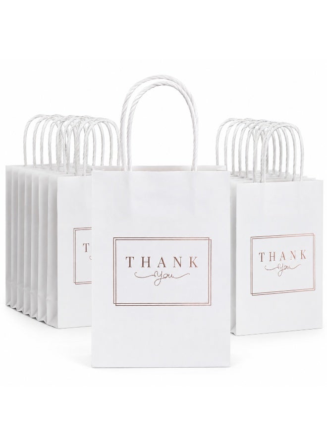 12 Pcs Gold Foil Thank You Print White Kraft Paper Gift Tote Bags Twisted Paper Handle Hand Bags for Ramadan Eid Wedding Birthday Party Gift Packaging 21x15x8cm - Image 1