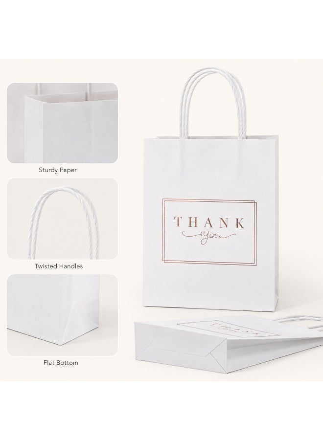12 Pcs Gold Foil Thank You Print White Kraft Paper Gift Tote Bags Twisted Paper Handle Hand Bags for Ramadan Eid Wedding Birthday Party Gift Packaging 21x15x8cm - Image 3