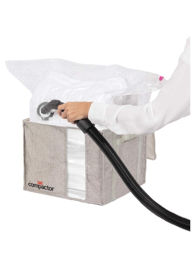 COMPACTOR - Space Saving Semi Rigid Zipper Closure Vacuum Storage Box Grey and Clear 125 L RAN10118 - Image 1